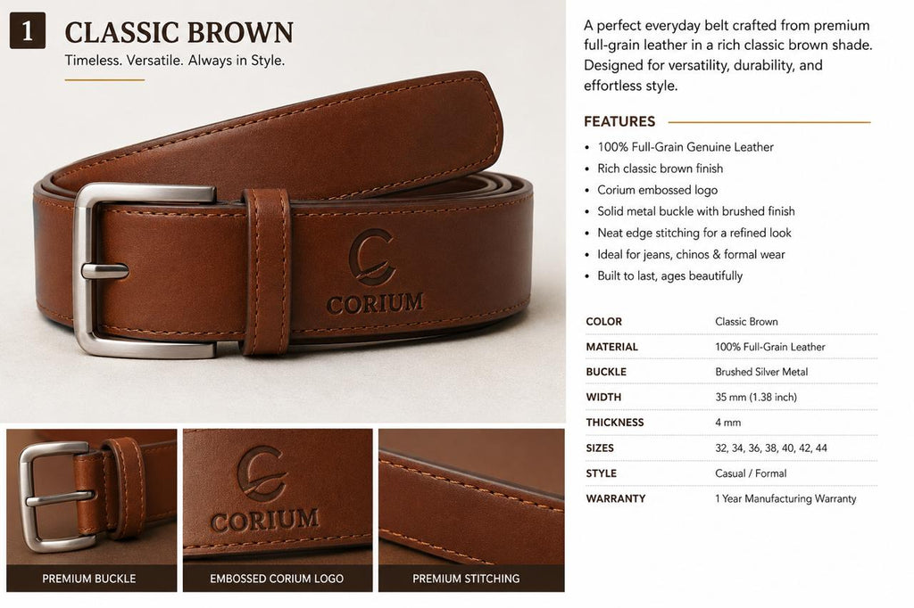 brown leather belt